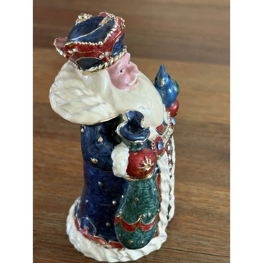 Santa Clause Trinket Box‎ Enamel With Swarovski Crystals Multicolor Jeweled